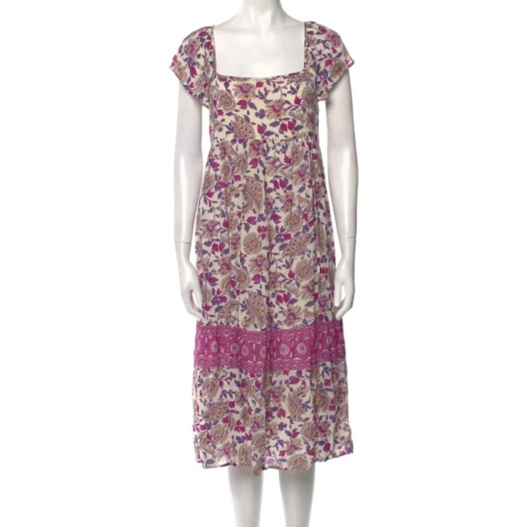 BA&SH YSEE FLORAL MIDI DRESS FLUTTER CAP SLEEVE LAGOONLOOK GRANNYCORE  MAIDEN - Picture 3 of 17